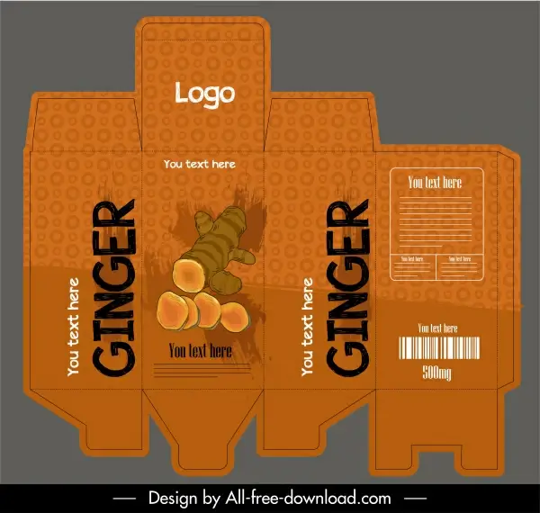ginger packaging template retro dark brown handdrawn grunge