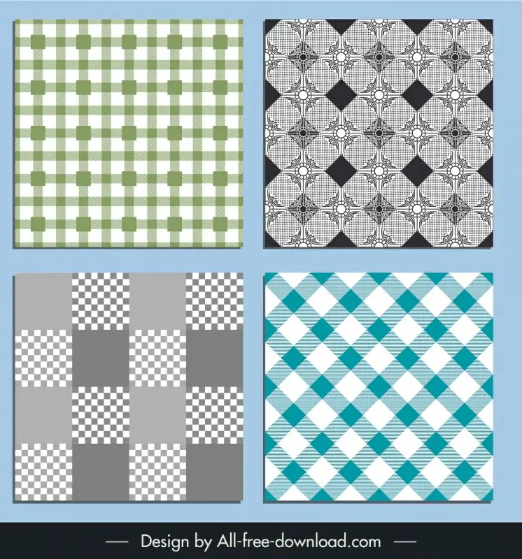 gingham checkered plaid templates collection flat symmetry shapes