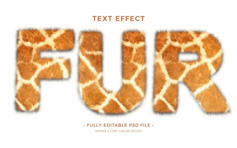 giraffe fur text effect psd editable template flat modern design 