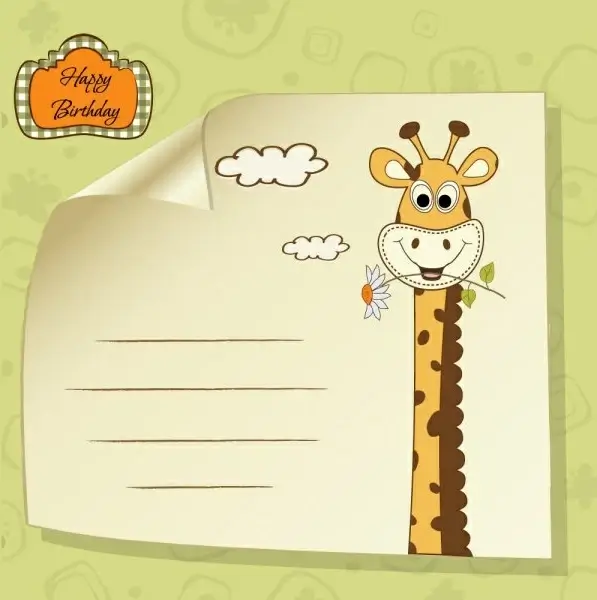 giraffe greeting card 04 vector