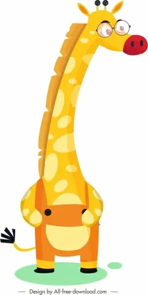 giraffe icon cute stylized cartoon character eyeglasses wearing