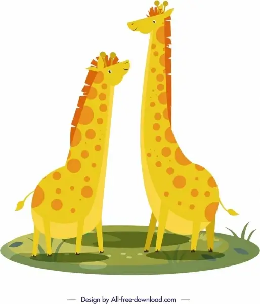 giraffe wild animals painting funny cartoon design