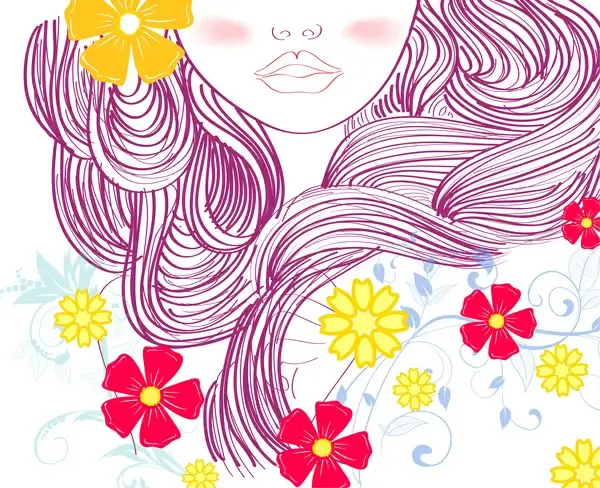 girl face with flower
