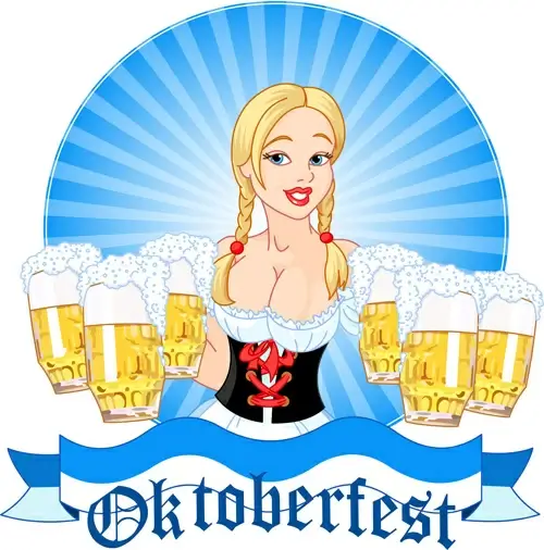 girl with beer oktoberfest vector