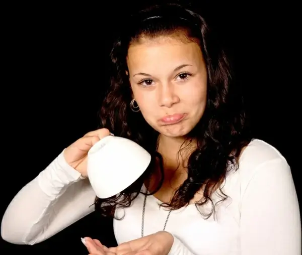 girl with empty cup