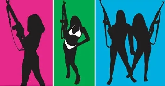 Girls with gun silhouettes