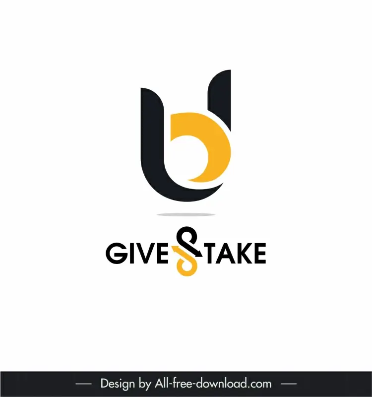 give take bd logo template elegant modern flat stylized text curves arrow sketch