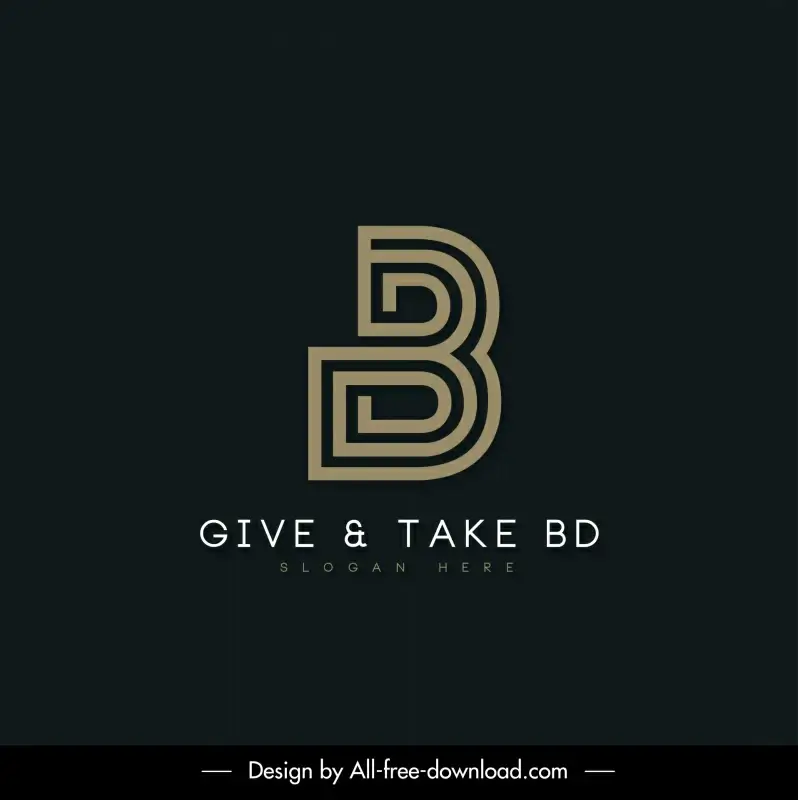 give take bd logo template sylized text decor modern dark design