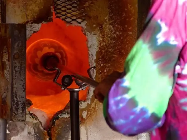 glass blower hot red