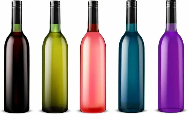 glass bottle icons collection multicolored shiny design