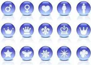 shiny icons with various illustration in blue circles