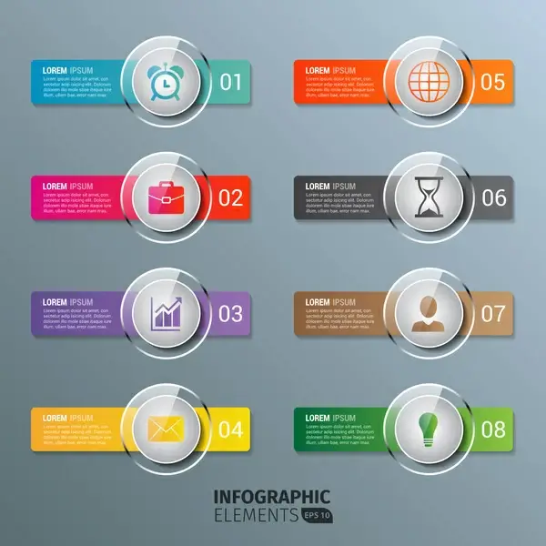 glass infographics buttons template