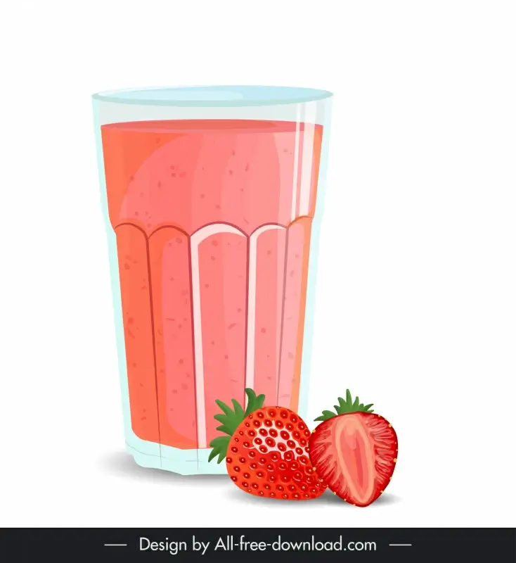 glass of strawberry smoothie icon elegant classical design