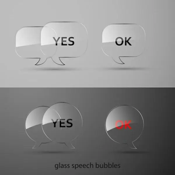 approval button templates modern transparent glass speech bubbles