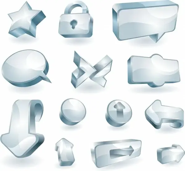 sign icons templates modern 3d gray shapes