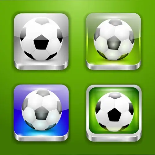 glass textured square football icons vector