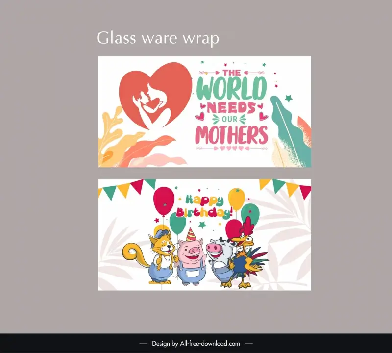 glass ware wrap card template cute funny cartoon 