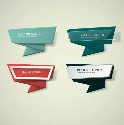 glass with origami business banners vector