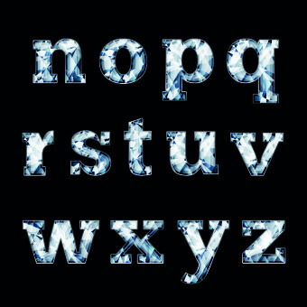 glitter diamond alphabet letters vector