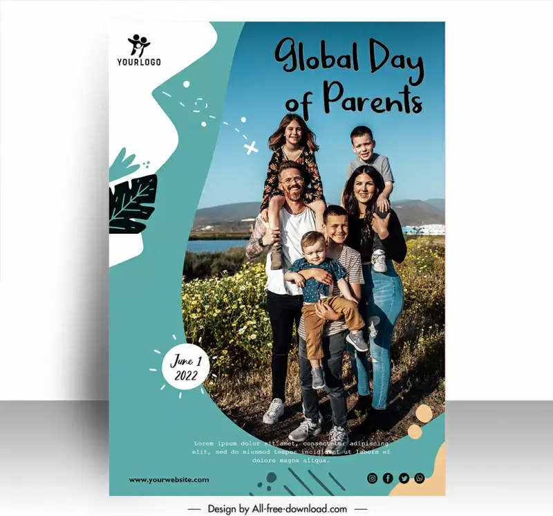 global day of parents poster template realistic modern design happy family sketch