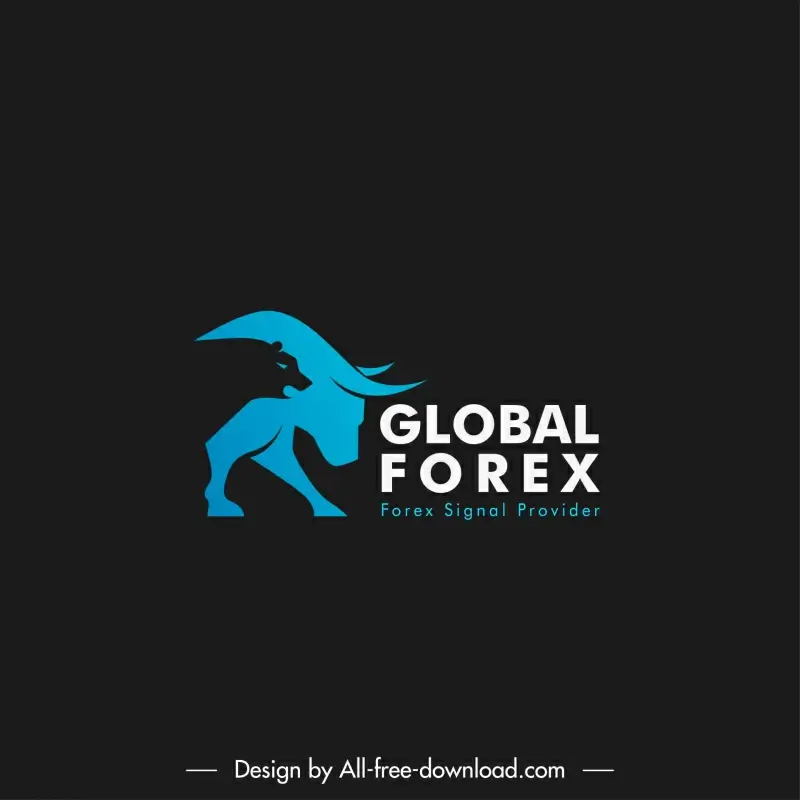 global forex logo template flat dark contrast silhouette bear bull sketch