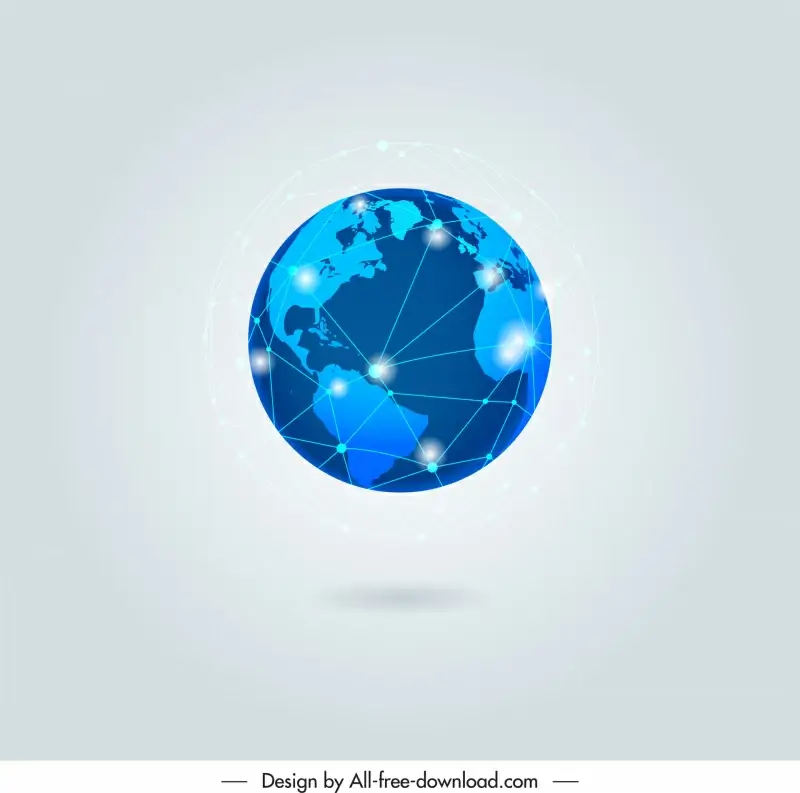 globe digital connection icon sparkling 3d decor