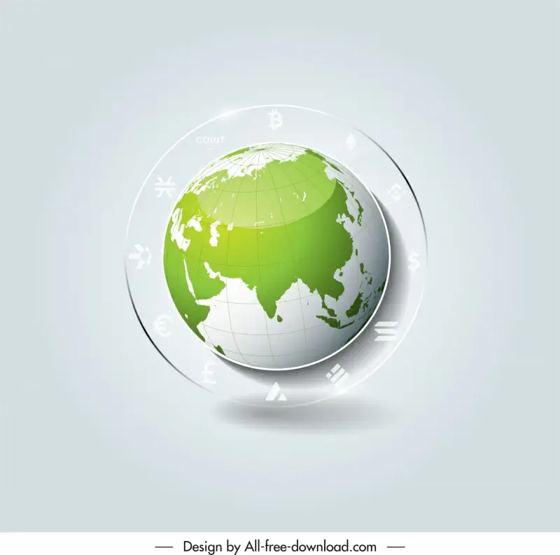 globe digital currency icon modern elegant 3d design