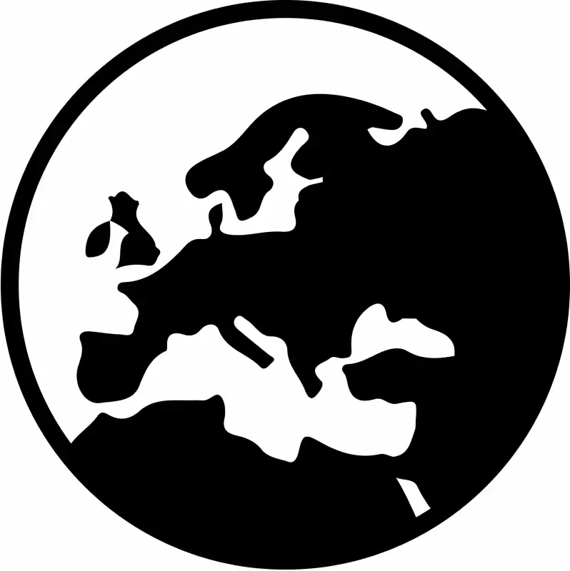 globe europe sign icon flat contrast black white isolation sketch