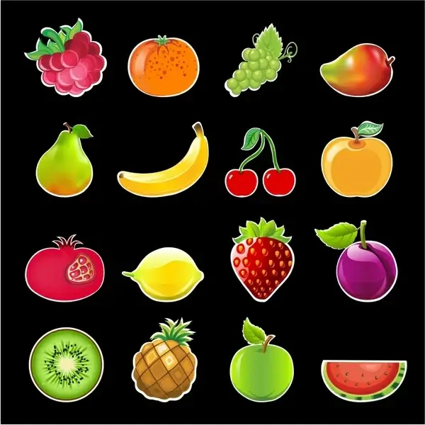 Glossy Fruits Icon Set