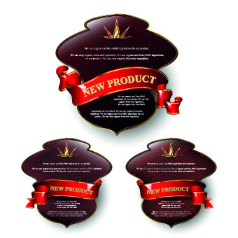 glowing new product labels vector