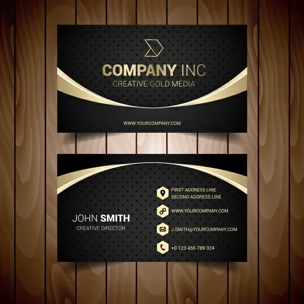 gold and grey bordered business card