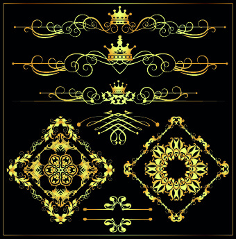 gold calligraphic decor vector