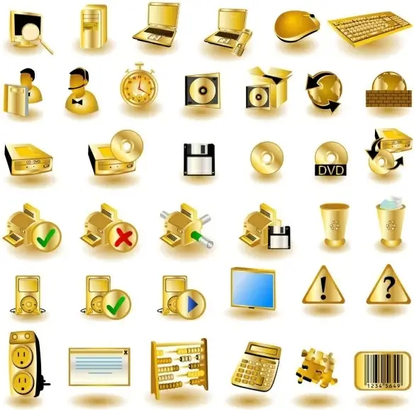gold common computer icon 01 vector