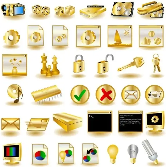 gold common computer icon 02 vector