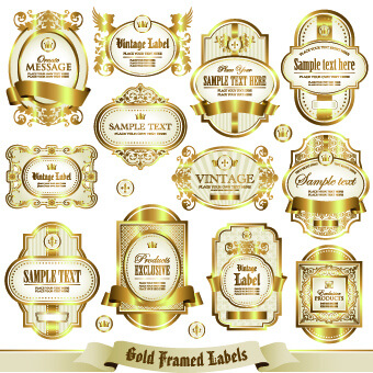 gold framed labels vector