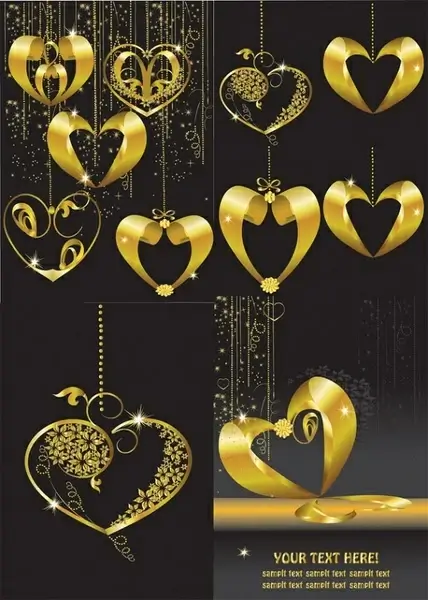 gold heartshaped pendant vector
