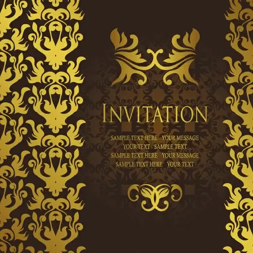 gold luxury invitation card template vector