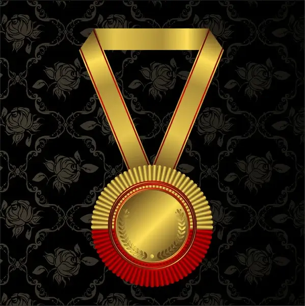 gold medal on rose background