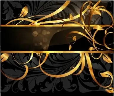 decorative background luxury golden curved leaves dark elegance