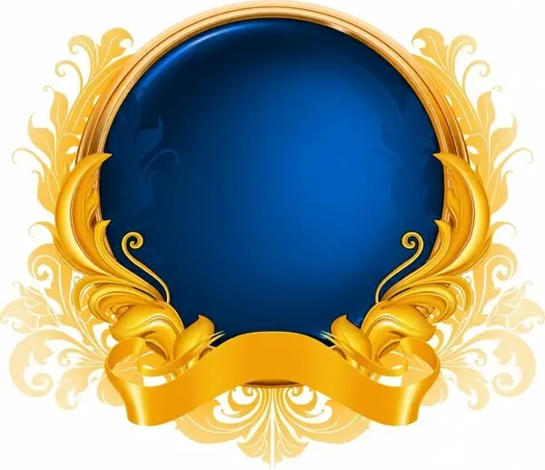 decorative background crystal sphere ribbon icons elegant design