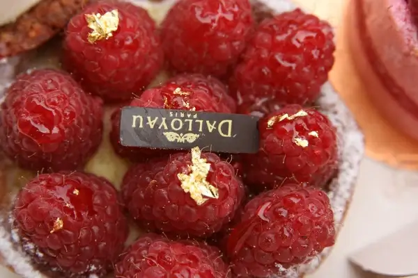 gold touched raspberries