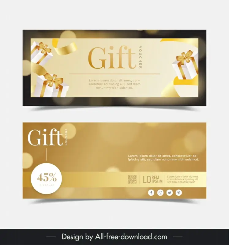 gold voucher templates elegant dynamic presents bokeh light