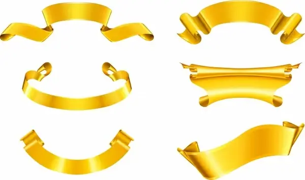 ribbon templates shiny luxury 3d golden design