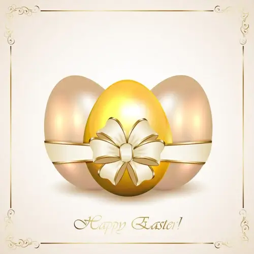 golden egg with easter card vector