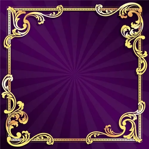 golden frame with purple background vector