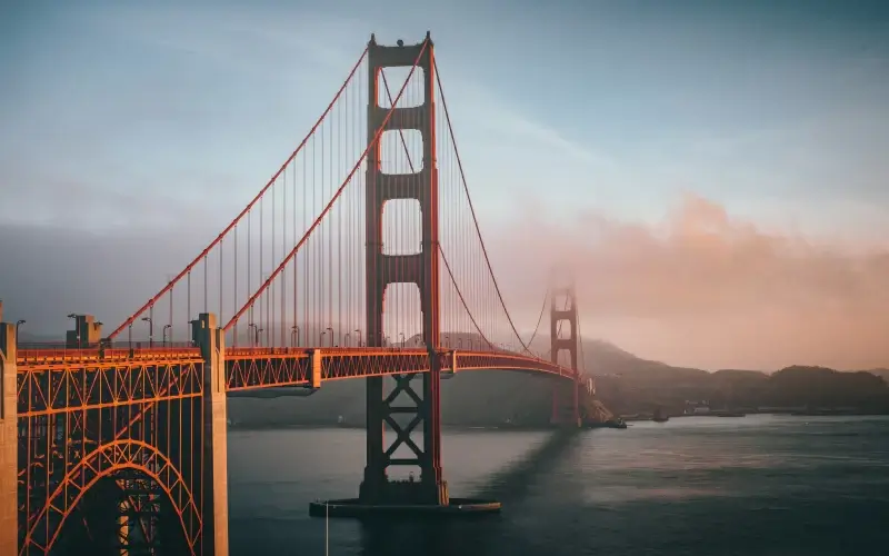   golden gate bridge scenery picture contrast cloudy twilight 