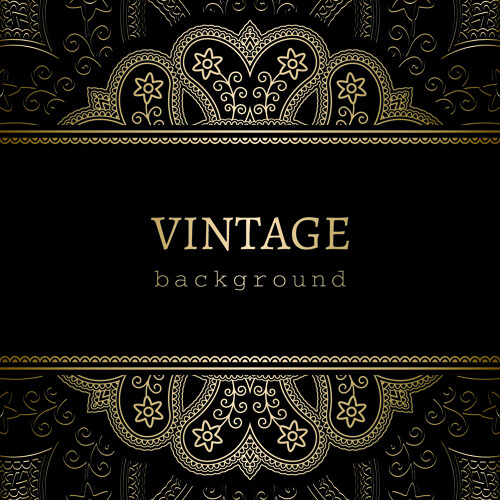 golden lace vintage background vector