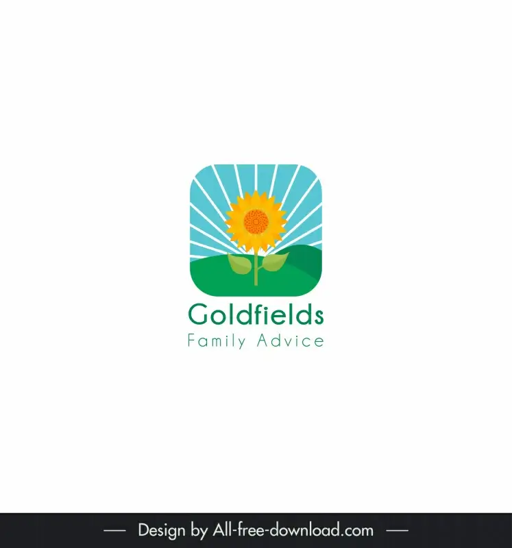goldfields family advice logo template flat sunflower rays decor