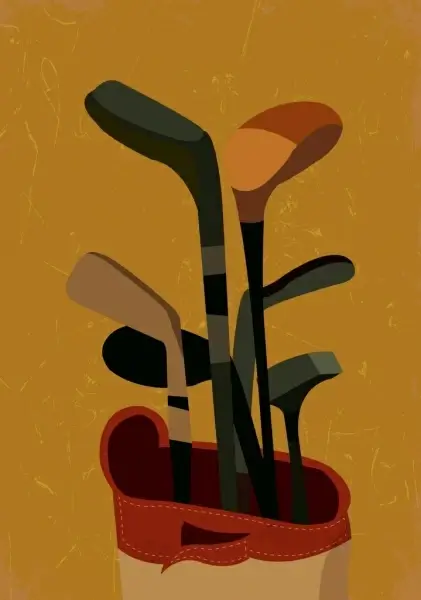 golf background stick icons retro design
