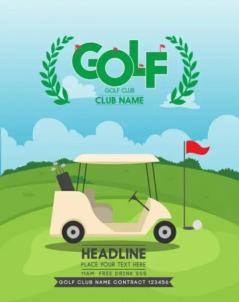 golf club advertisement car course icons text decoration